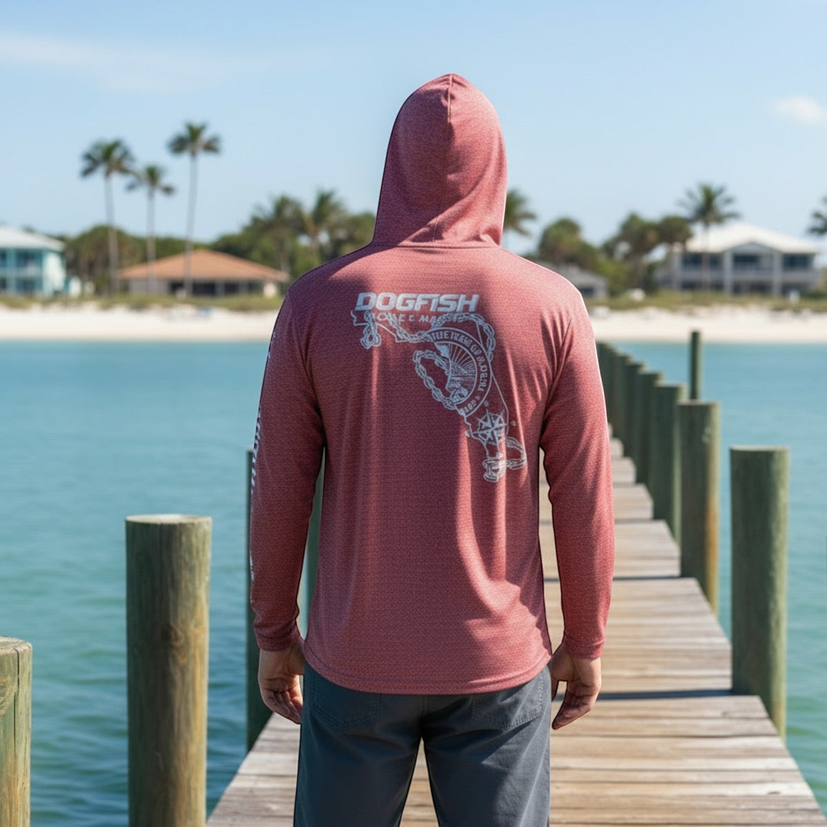 Dogfish Long Sleeve Hooded Micro Florida Unchained Logo