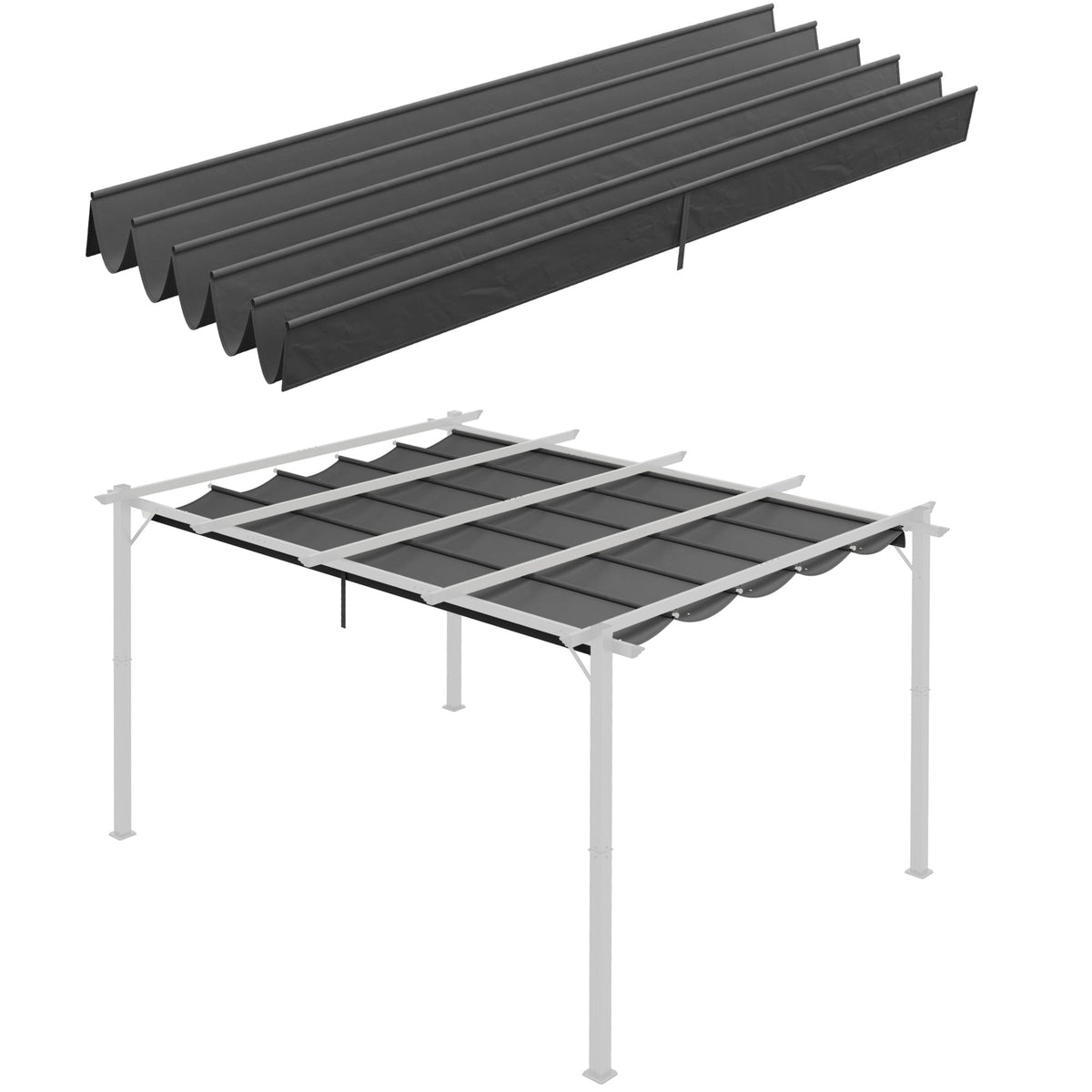 Retractable Replacement Pergola Canopy for 10' x 13' Pergola, Dark Grey
