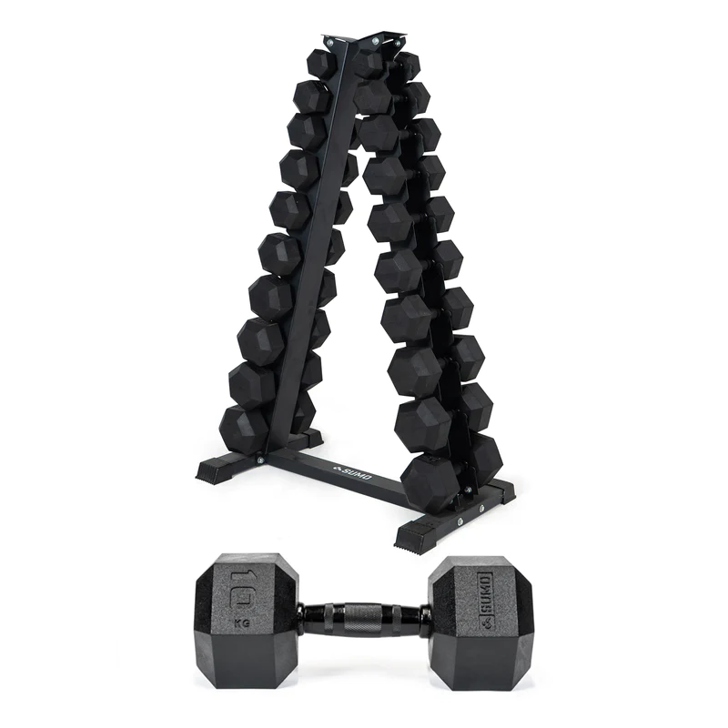 3-20kg Black Hex Dumbbell Set (10 Pair)