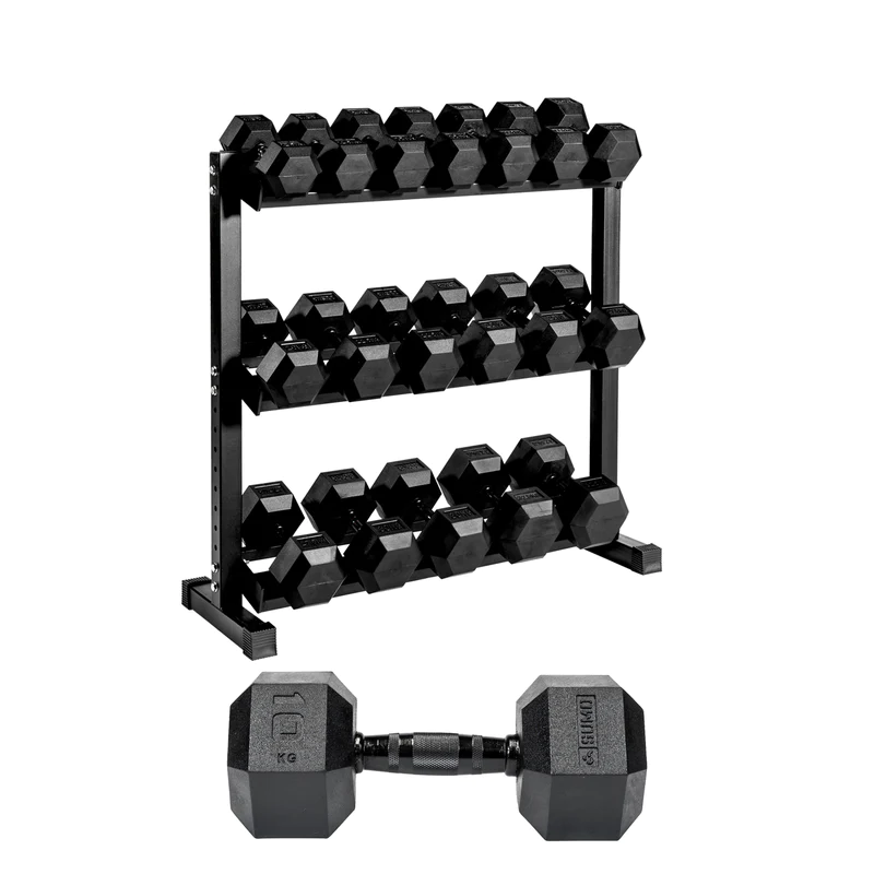 5-30kg Black Hex Dumbbell Set (10 Pair)