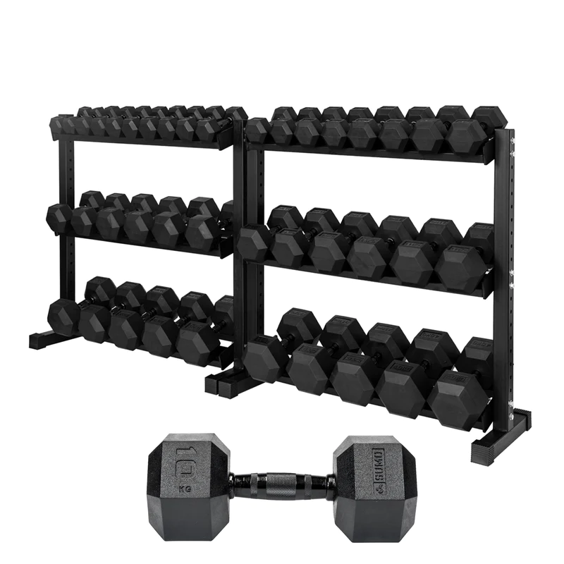 3-40kg Black Hex Dumbbell Set (20 Pair)