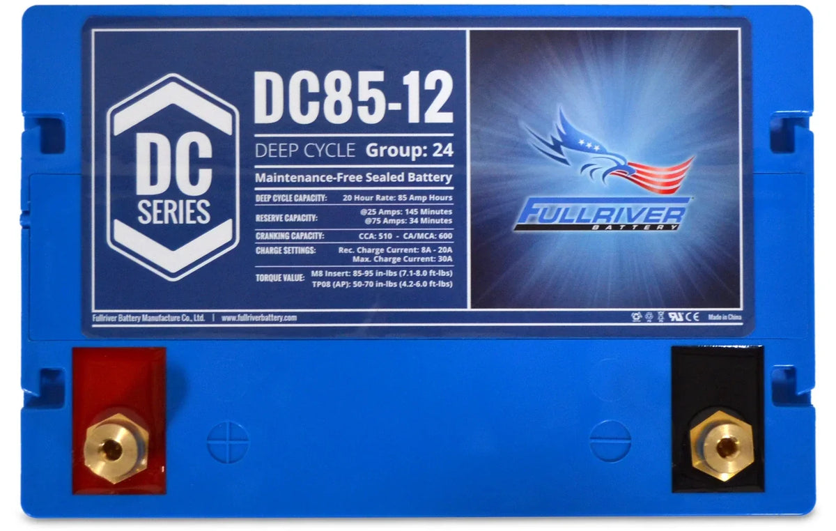 Fullriver Sealed AGM Battery, 12V 85 Ah Group 24, DC85-12