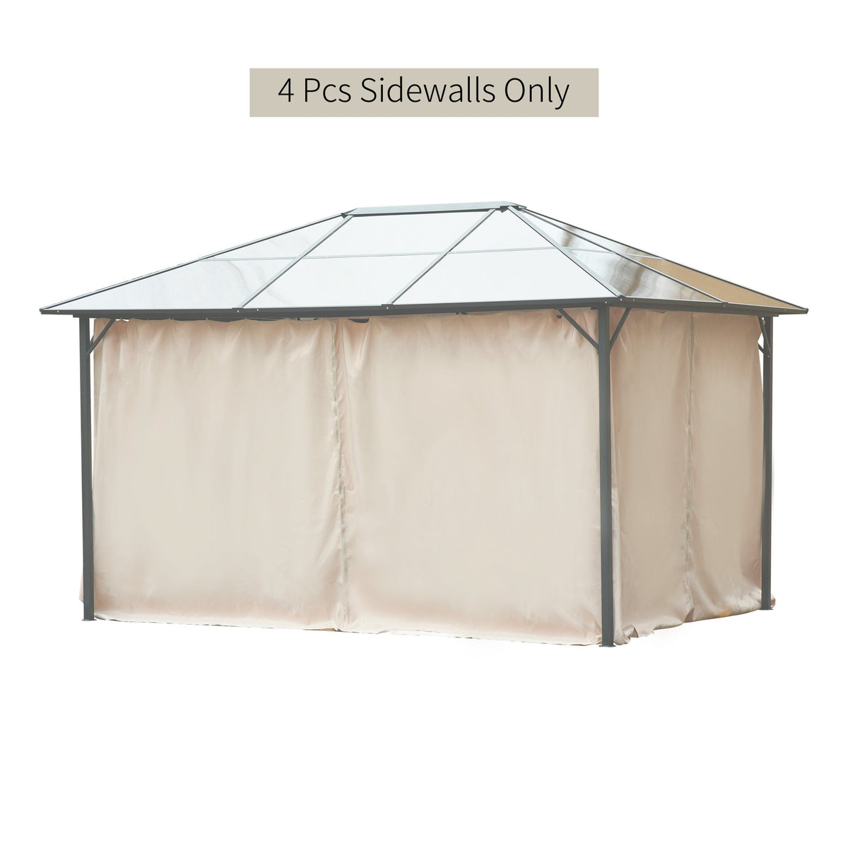 10' x 12' Gazebo Sidewall Set with Hooks/C-Rings, Beige
