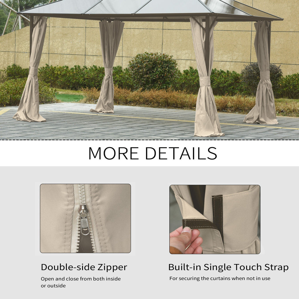 10' x 12' Gazebo Sidewall Set with Hooks/C-Rings, Beige