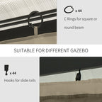 10' x 12' Gazebo Sidewall Set with Hooks/C-Rings, Beige