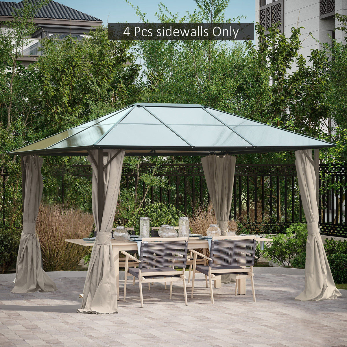 10' x 12' Universal Gazebo Sidewall Set (4 Panels) with Hooks, Beige