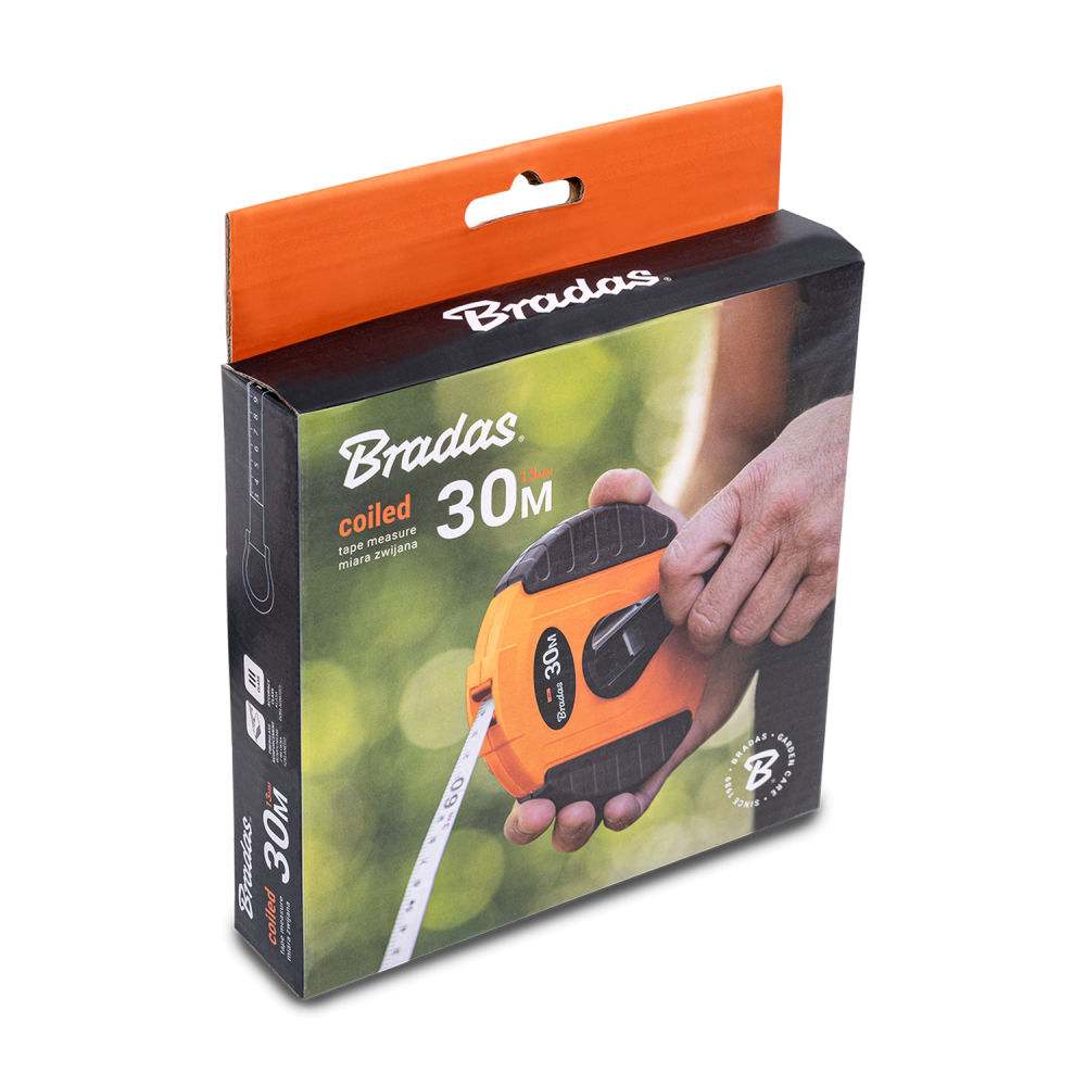 Fibreglass Coiled Tape Measure 13mm Wide Black/Orange (20m-50m)