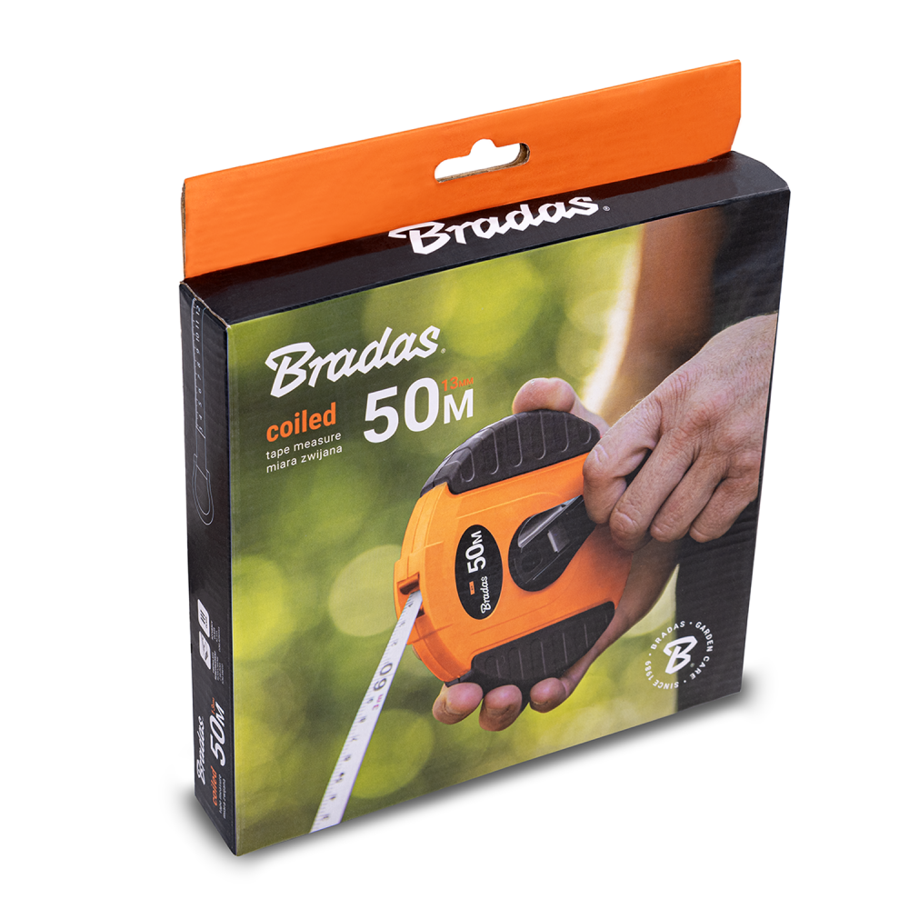 Fibreglass Coiled Tape Measure 13mm Wide Black/Orange (20m-50m)