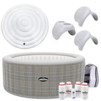 4-6 Person Inflatable Hot Tub Spa Starter Kit with Smart Pump - Rattan Effect - DL101