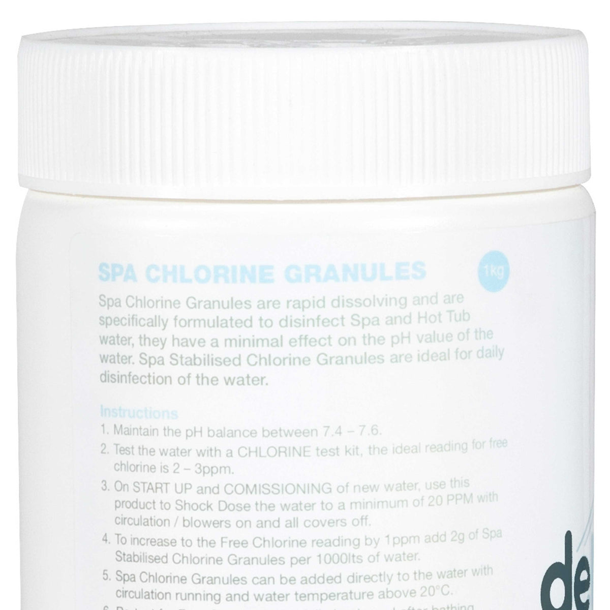 Dellonda 1kg Chlorine Granules for Hot Tubs, Spas & Swimming Pools - DL50