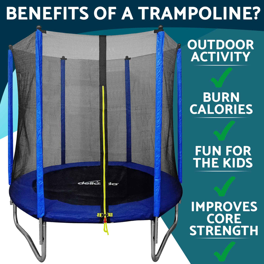 6ft Heavy Duty Outdoor Trampoline for Kids with Safety Enclosure Net, Includes Anchors & Ladder - DL92