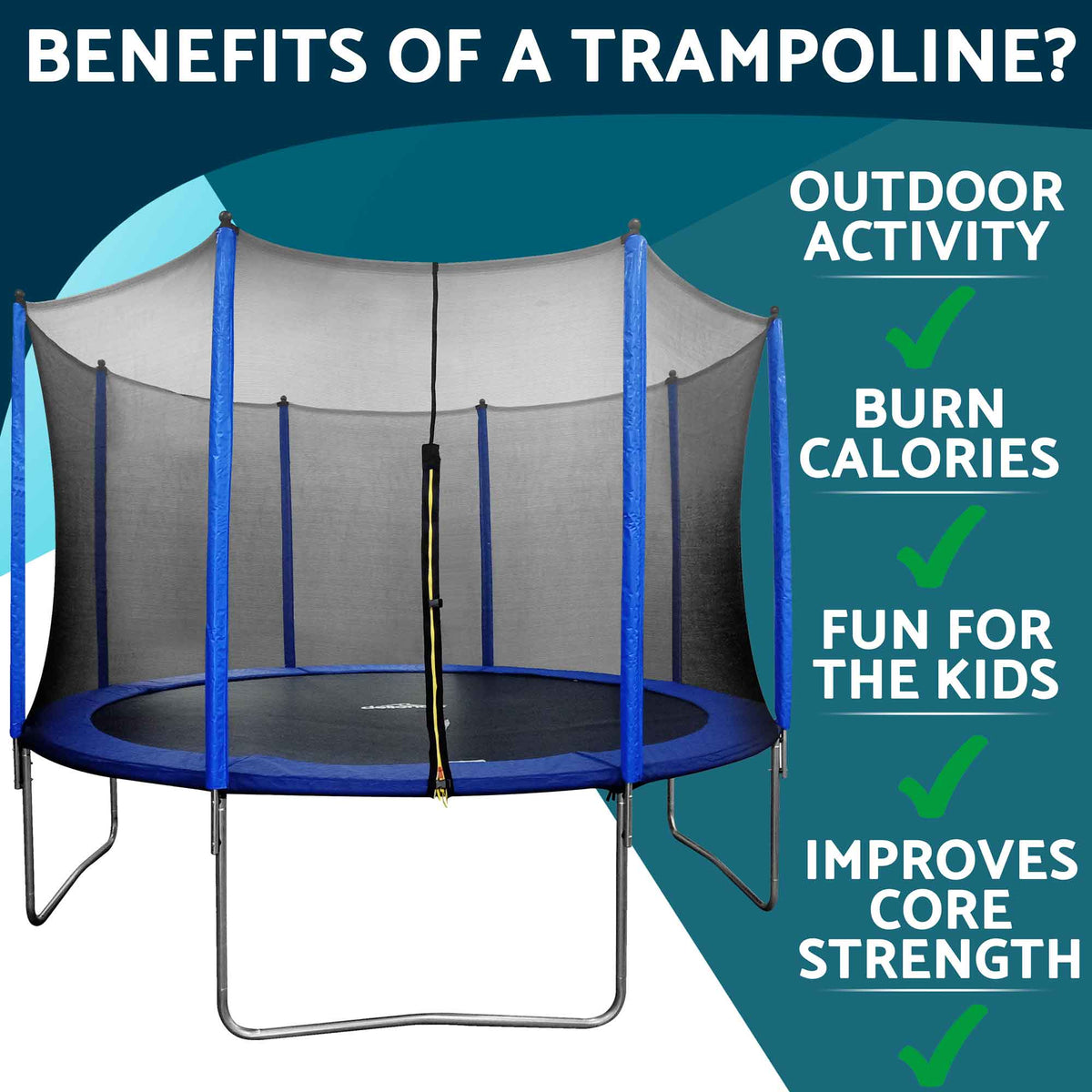 12ft Heavy-Duty Outdoor Trampoline for Kids with Safety Enclosure Net, Anchor Kit and Ladder - DL95