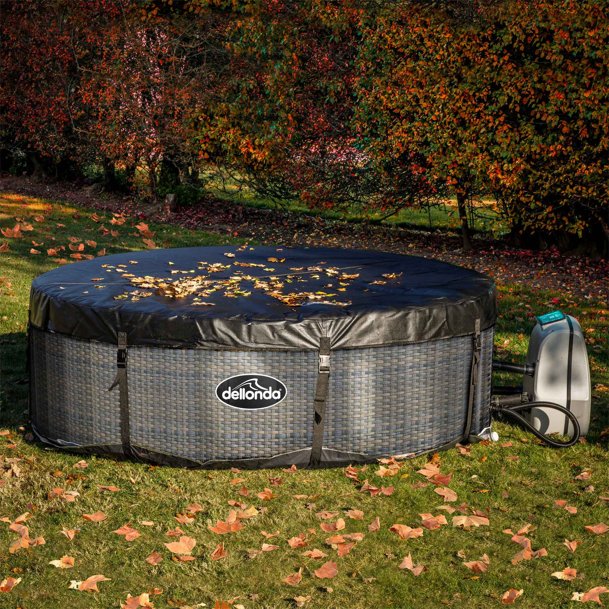 4-6 Person Inflatable Hot Tub Spa Starter Kit with Smart Pump - Rattan Effect - DL101
