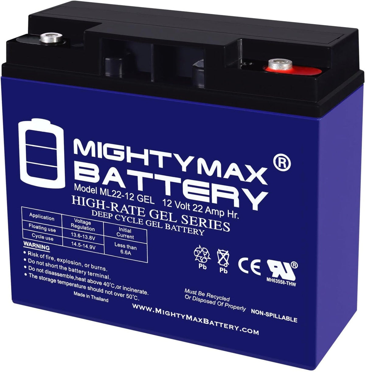 Mighty Max 12V 22 AH GEL Rechargeable Maintenance Free SLA AGM Battery