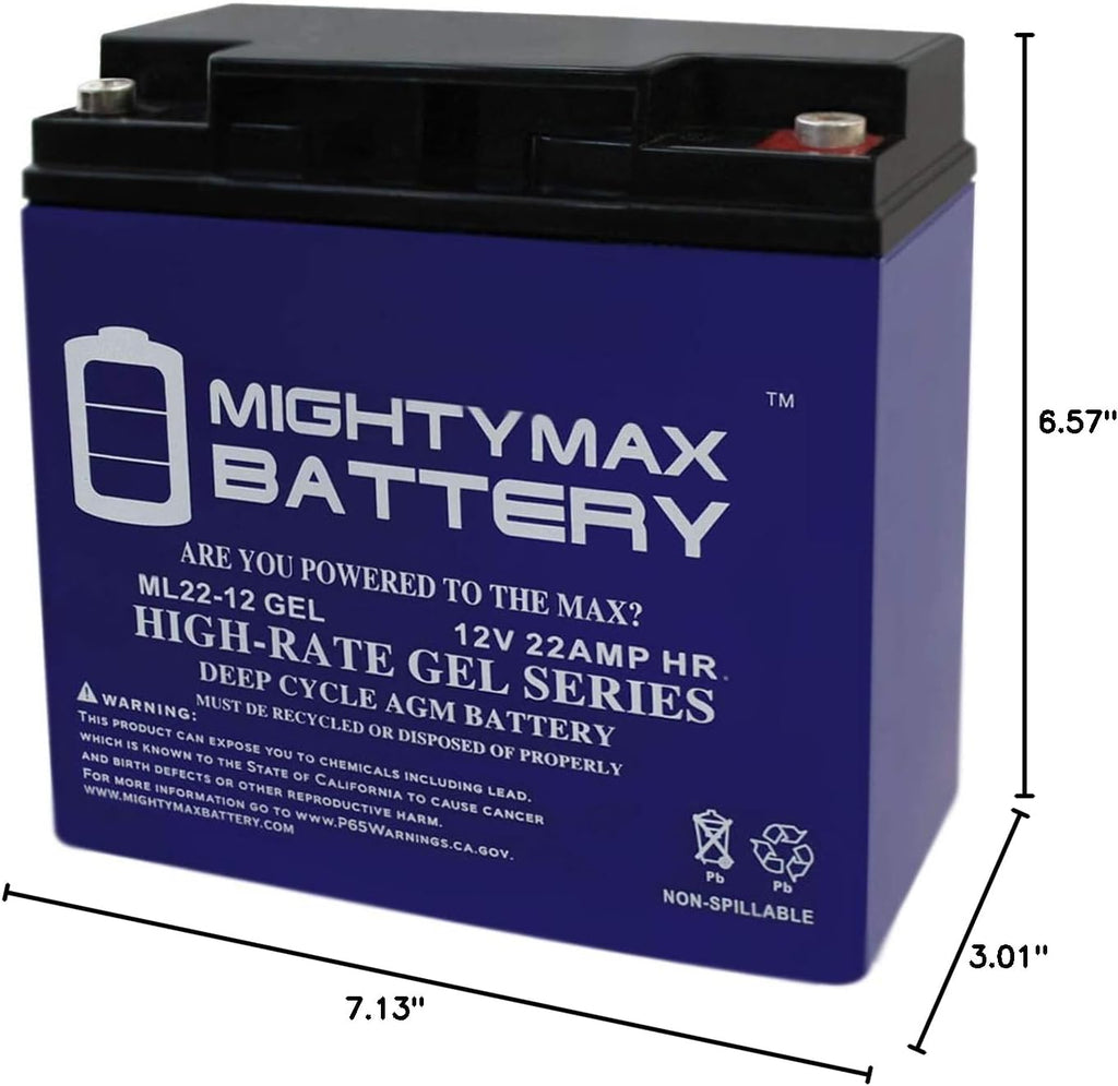 Mighty Max 12V 22 AH GEL Rechargeable Maintenance Free SLA AGM Battery