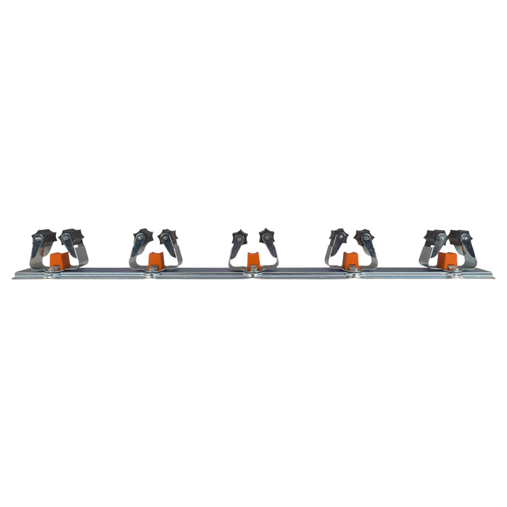 Wall Mount Tool Holder Rail - Roller Grip Design (5 Handles)