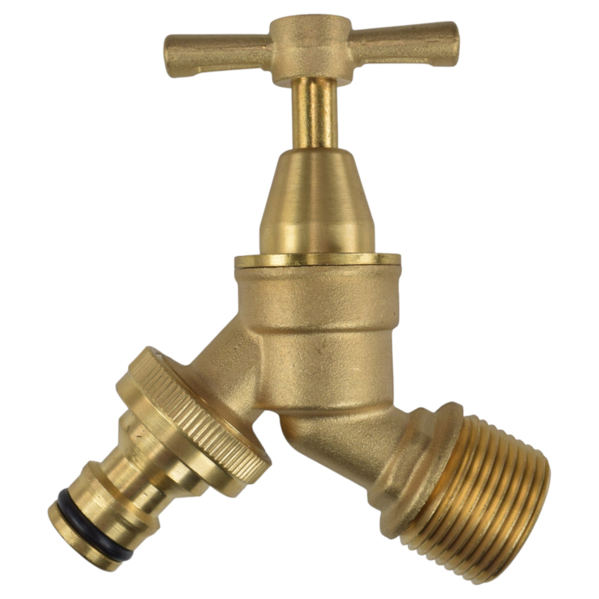 Brass Bib Tap Kit with Barb/Quick Connect Outlet, 1/2" and 3/4" BSP Thread Inlet