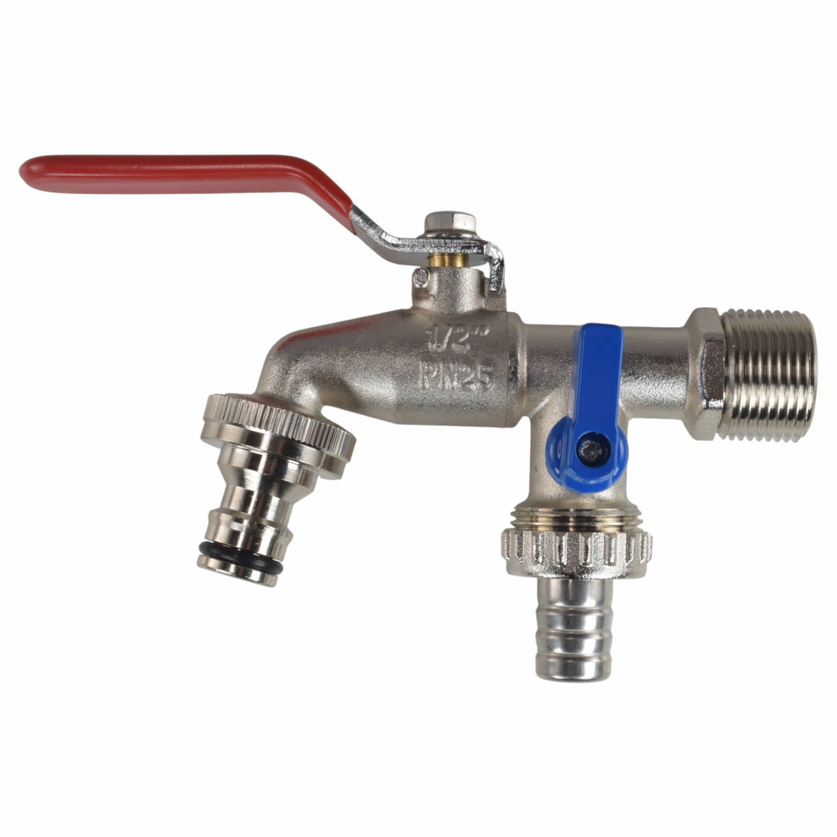 Double Lever Tap Kit with Barb/Quick Connect Outlet, 1/2" and 3/4" BSP Thread Inlet
