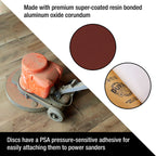 Premium 12" PSA Sanding Discs - 120 Grit (Box of 5) - Sandpaper Discs with Self Adhesive, Fast Cutting Aluminum Oxide, Drywall, Floor, Wood