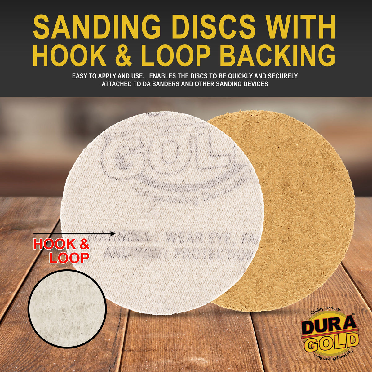 Premium - Variety Pack (40,60,80,120,180,220,320,400,600,1000) - 1" Gold Hook & Loop Sanding Discs for DA Sanders - Box of 100 Sandpaper Finishing Discs for Automotive and Woodworking