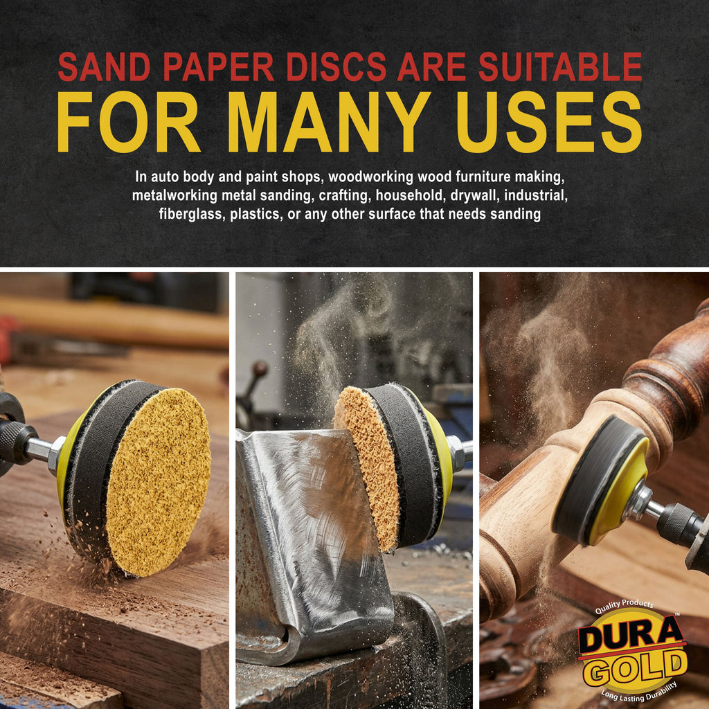 Premium - Variety Pack (40,60,80,120,180,220,320,400,600,1000) - 1" Gold Hook & Loop Sanding Discs for DA Sanders - Box of 100 Sandpaper Finishing Discs for Automotive and Woodworking
