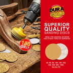 Premium - 180 Grit 1" Gold Hook & Loop Sanding Discs for DA Sanders - Box of 100 Sandpaper Finishing Discs for Automotive and Woodworking