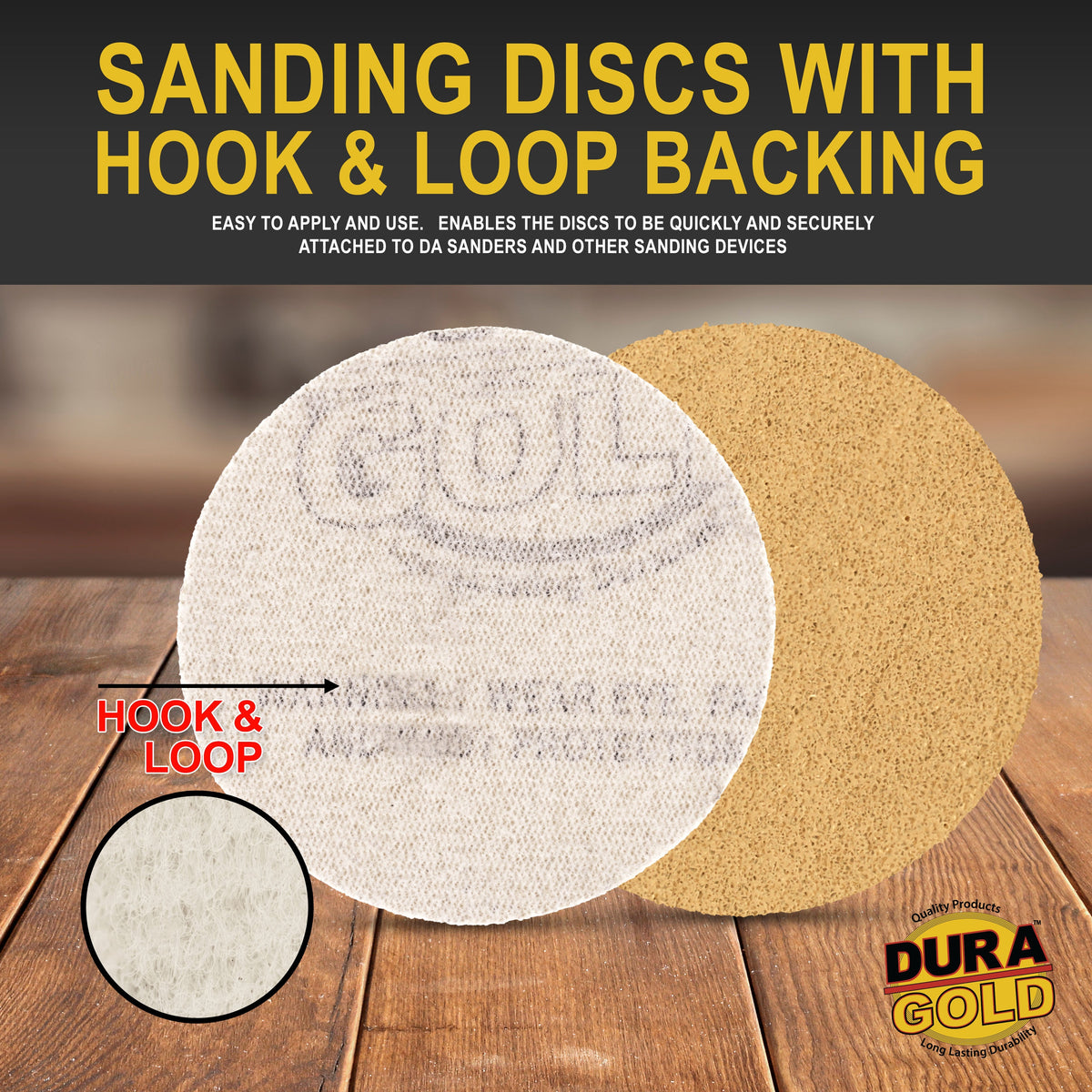 Premium - 80 Grit 1" Gold Hook & Loop Sanding Discs for DA Sanders - Box of 100 Sandpaper Finishing Discs for Automotive and Woodworking