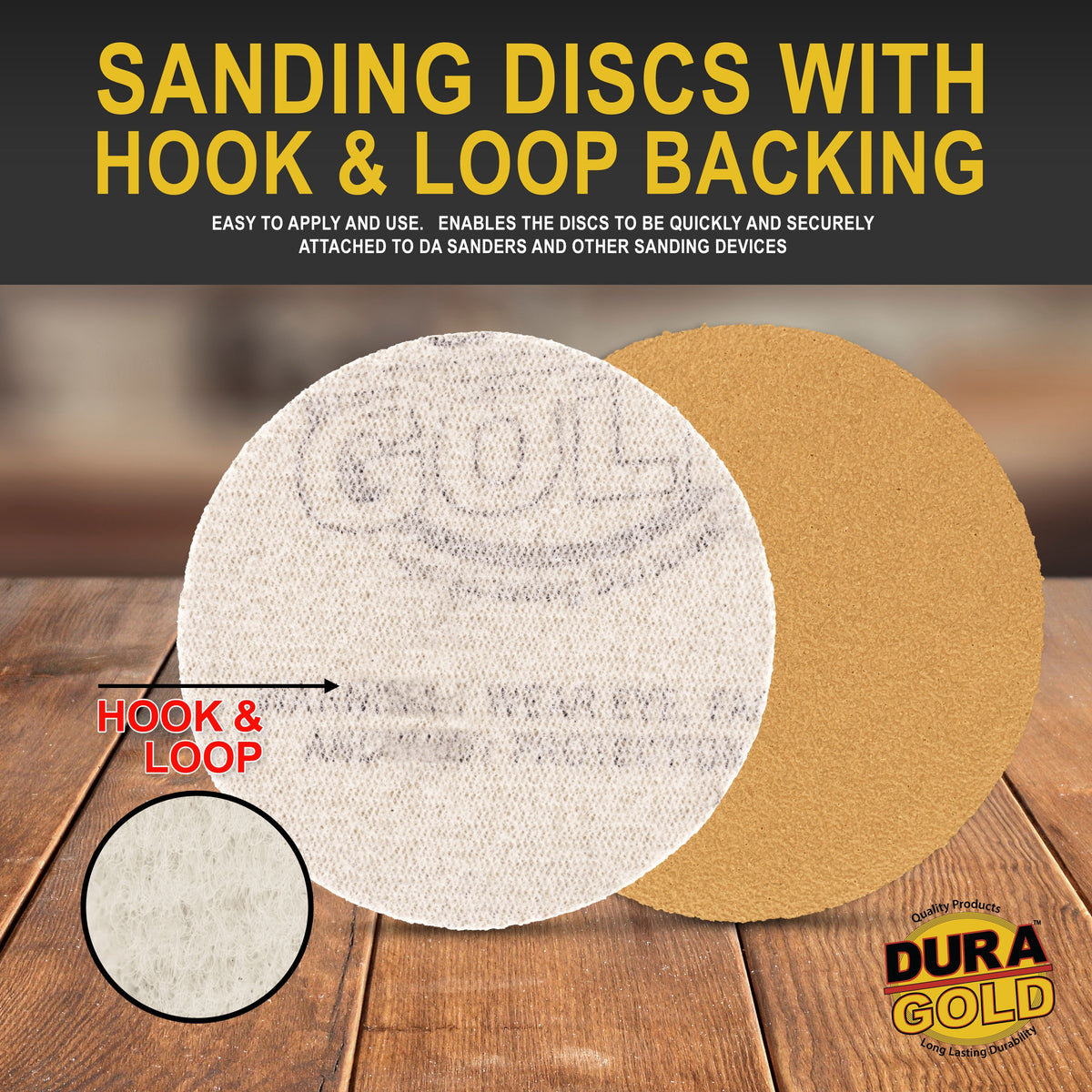 100 Grit - 2" Gold Hook & Loop Sanding Discs for DA Sanders - Box of 30