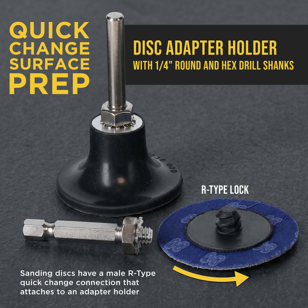 2 Inch Grinding Discs, 60 Grit (25 Disc Set) with R-Type Adapter & Backing Pad - Quick Change Zirconia Coarse Cut Sanding Discs for Auto, Wood, Metal, Rust, Oxidation, Welds