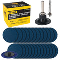 2 Inch Grinding Discs, 60 Grit (25 Disc Set) with R-Type Adapter & Backing Pad - Quick Change Zirconia Coarse Cut Sanding Discs for Auto, Wood, Metal, Rust, Oxidation, Welds