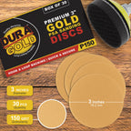 150 Grit - 3" Gold Hook & Loop Sanding Discs for DA Sanders - Box of 30