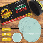 '- Premium - 3000 Grit 3" Green Film Hook & Loop Sanding Discs for DA Sanders - Box of 30
