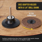 46-Piece 3" Diameter Surface Conditioning Sanding Discs Variety Pack - 15 Each Coarse, Medium, Fine Grit Discs, R-Type Quick Change, 1/4" Drill Shank Backing Pad