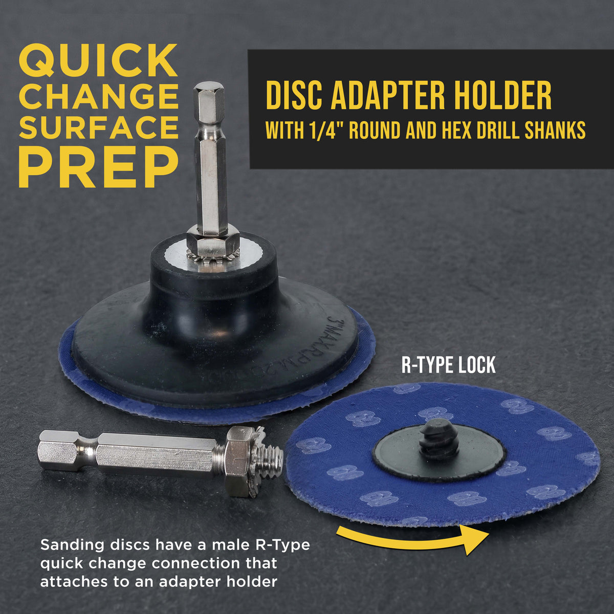 3 Inch Grinding Discs, 36 Grit (25 Disc Set) with R-Type Adapter & Backing Pad - Quick Change Zirconia Coarse Cut Sanding Discs for Auto, Wood, Metal, Rust, Oxidation, Welds