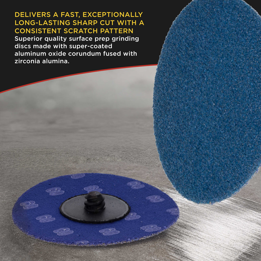3 Inch Grinding Discs, 60 Grit (25 Disc Set) with R-Type Adapter & Backing Pad - Quick Change Zirconia Coarse Cut Sanding Discs for Auto, Wood, Metal, Rust, Oxidation, Welds