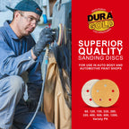 600 Grit - 5" Gold DA Sanding Discs - 5-Hole Pattern Hook and Loop - Box of 50
