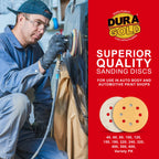 500 Grit - 5" Gold DA Sanding Discs - 8-Hole Pattern Hook and Loop - Box of 50