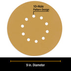 Premium 9" Drywall Sanding Discs - 240 Grit (Box of 10) - 10 Hole Pattern Hook & Loop Aluminum Oxide Sandpaper - For Power Sander, Sand Wood