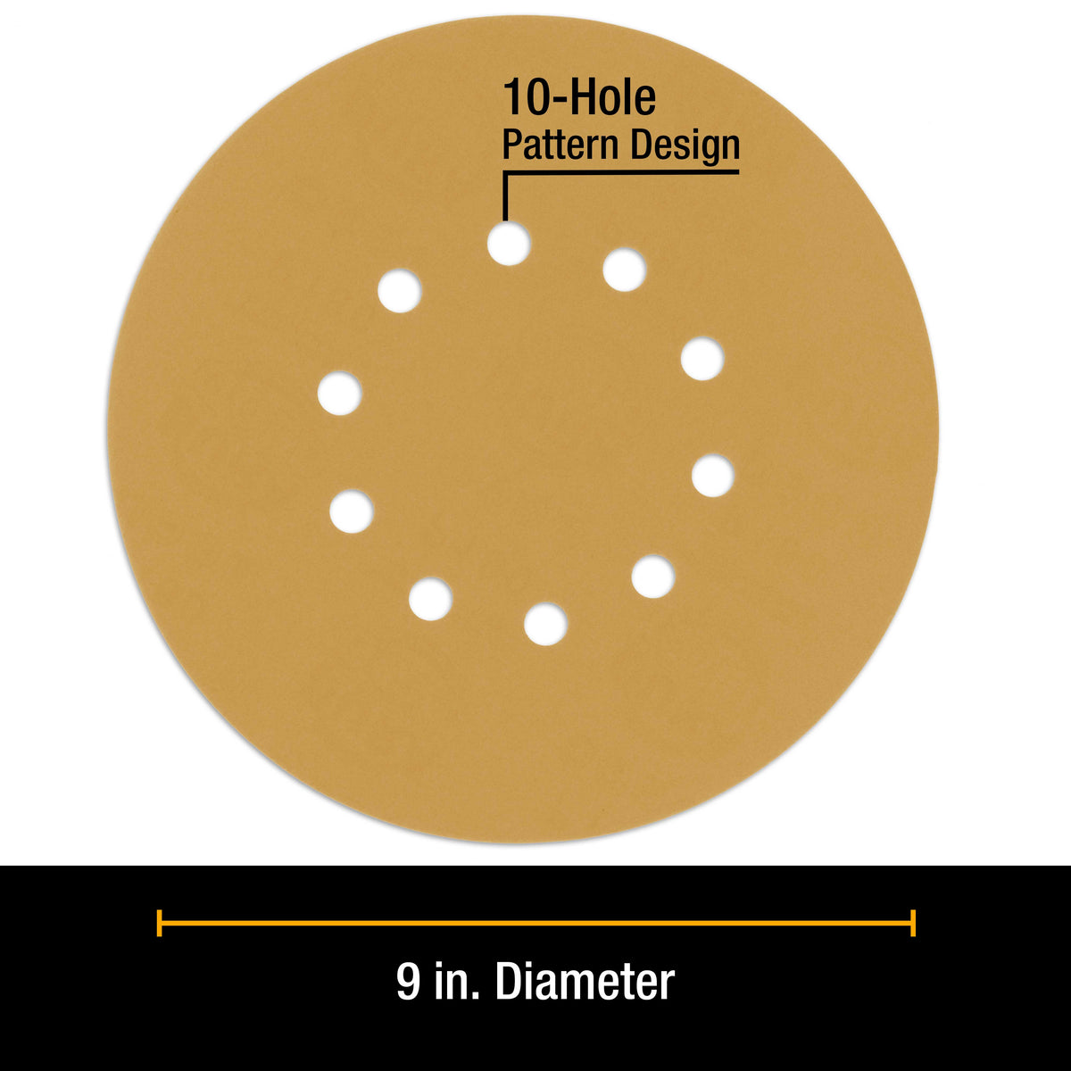 Premium 9" Drywall Sanding Discs - 240 Grit (Box of 10) - 10 Hole Pattern Hook & Loop Aluminum Oxide Sandpaper - For Power Sander, Sand Wood
