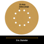 Premium 9" Drywall Sanding Discs - 60 Grit (Box of 8) - 10 Hole Pattern Hook & Loop Aluminum Oxide Sandpaper - For Power Sander, Sand Wood