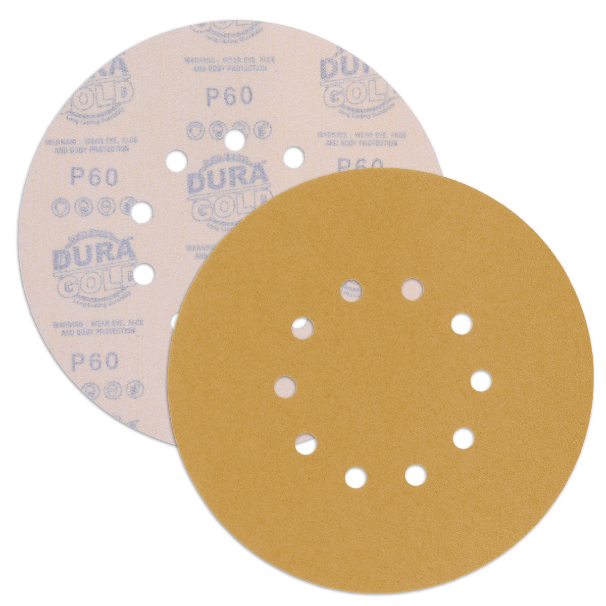 Premium 9" Drywall Sanding Discs - 60 Grit (Box of 8) - 10 Hole Pattern Hook & Loop Aluminum Oxide Sandpaper - For Power Sander, Sand Wood