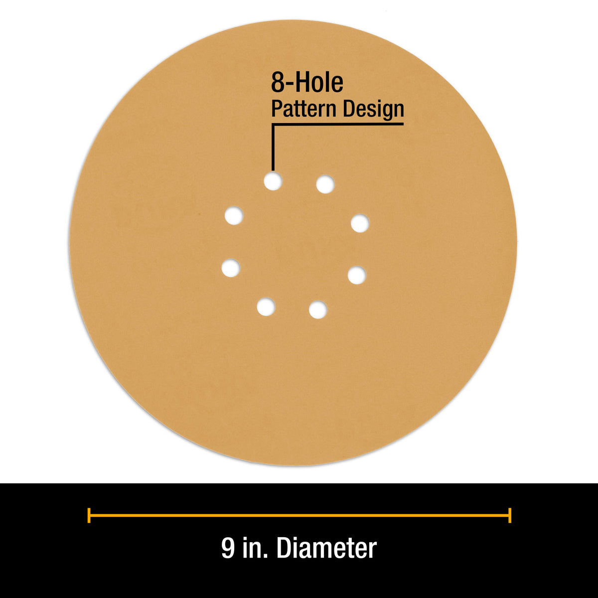 Premium 9" Drywall Sanding Discs - 120 Grit (Box of 10) - 8 Hole Pattern Hook & Loop Aluminum Oxide Sandpaper - For Power Sander, Sand Wood