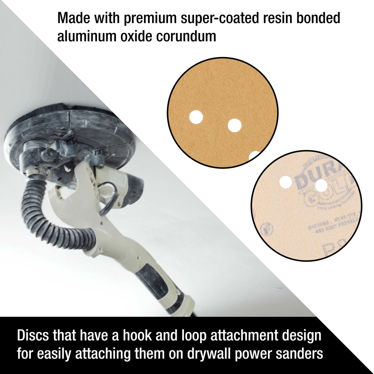 Premium 9" Drywall Sanding Discs - 80 Grit (Box of 10) - 8 Hole Pattern Hook & Loop Aluminum Oxide Sandpaper - For Power Sander, Sand Wood