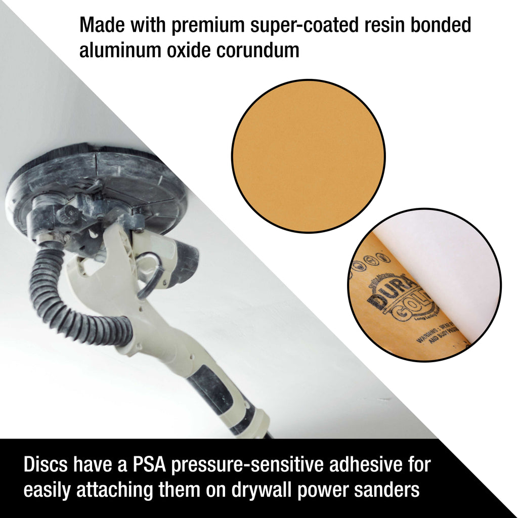 Premium 9" PSA Drywall Sanding Discs - 240 Grit (Box of 10) - Self Adhesive Aluminum Oxide Abrasive Sandpaper - For Drywall Power Sander