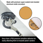 Premium 9" Drywall PSA Sanding Discs Variety Pack Box - 60, 80, 120, 180, 240 Grit (2 Each, 10 Total) - Self Adhesive Sandpaper For Sander