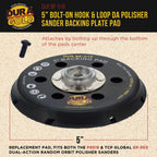 5" Bolt-On Hook & Loop DA Polisher Sander Backing Plate Pad - Replacement Pad, Fits P9519 &  EP-503 Dual-Action Polisher Sanders