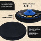 Pro Series 7" Flexible Edge EVA Foam Polishing Buffing Backing Pad for Tie-Down Bonnet Pads, Sheepskin Wool - Rotary Polisher Buffer Backup