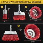 6 Piece Abrasive Filament Nylon Bristle Cup Brush Set - 1/4" Hex Drill Shank Arbor, Coarse Grit Angle Grinder Brush for Truck Bed Liner Surface Prep, Sanding, Scuffing, Rust & Paint Removal