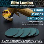 Elite Lumina 2” 6000 Grit Foam Finishing Sanding Discs, Box of 15