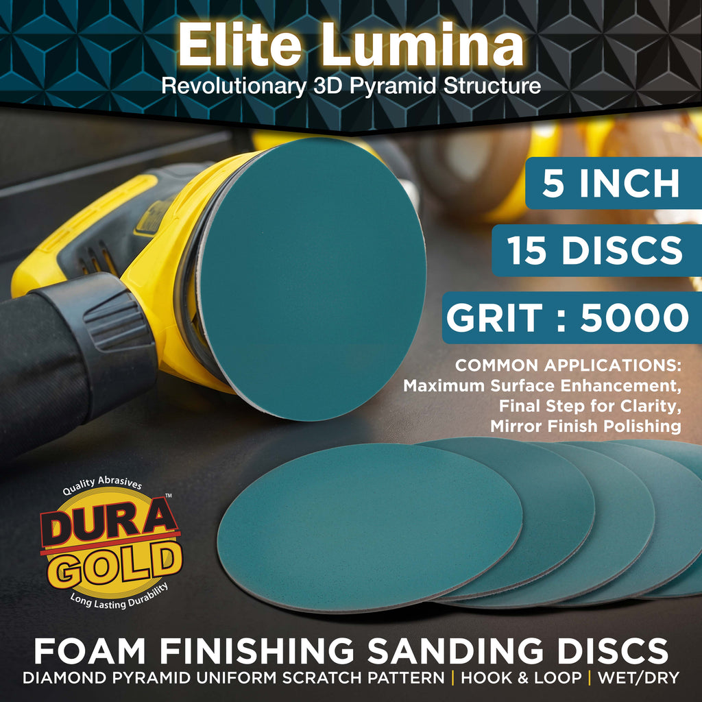 Elite Lumina 5” 5000 Grit Foam Finishing Sanding Discs, Box of 15